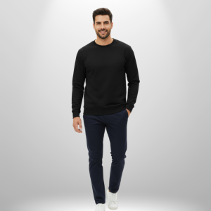 Maitrova Black Classic Crewneck Sweatshirt – Unisex Casual Wear